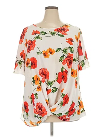 Pre-owned Chris & Carol Short Sleeve Blouse In Ivory