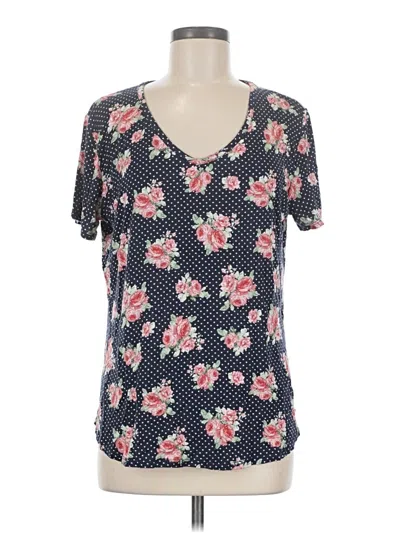 Pre-owned Chris & Carol Short Sleeve Top Blue Sweetheart Neckline Tops