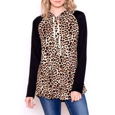 Chris & Carol Soft Leopard Hoodie In Brown/black
