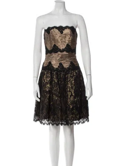 Pre-owned Chris Kole Lace Pattern Knee-length Dress In Black
