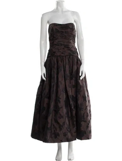 Pre-owned Chris Kole Printed Midi Length Dress In Brown