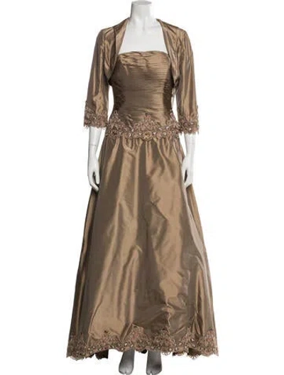 Pre-owned Chris Kole Silk Long Dress In Brown