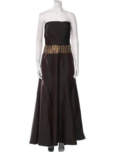Pre-owned Chris Kole Silk Long Dress In Brown