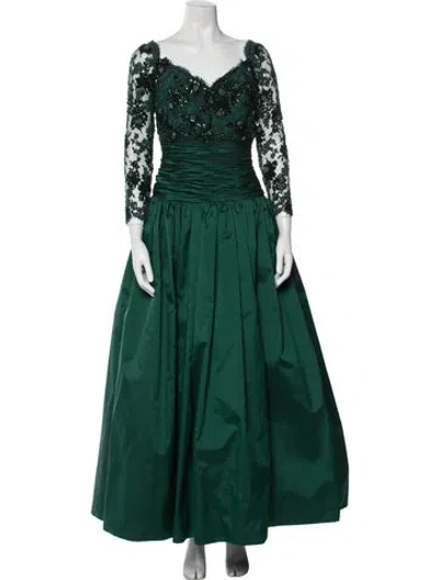Pre-owned Chris Kole Silk Long Dress In Green