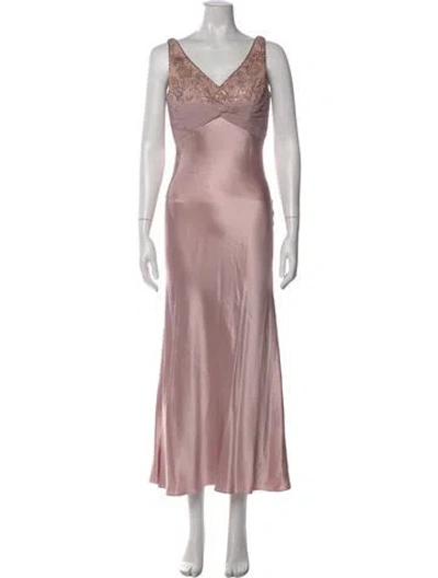 Pre-owned Chris Kole Silk Long Dress In Pink