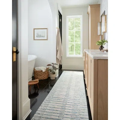 Chris Loves Julia X Loloi Chris Collection Chr-01 Ivory / Denim, Transitional  Area Rug In Blue;ivory
