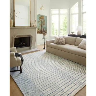 Chris Loves Julia X Loloi Chris Collection Chr-01 Ivory / Denim, Transitional  Area Rug In Ivory;white;blue