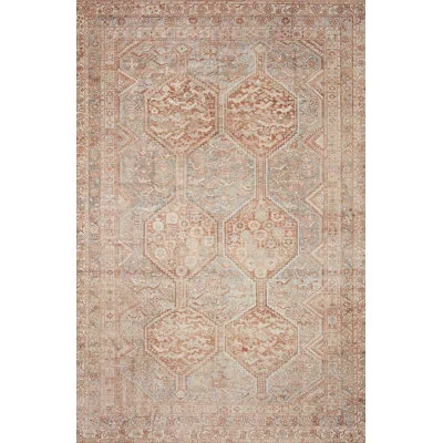 Chris Loves Julia X Loloi Jules Geometric Tangerine/mist Area Rug In Blue;beige;orange