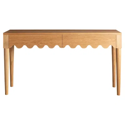 Pre-owned Chris Miano Squiggle Console Table / Hand Sculpted Oak In Brown