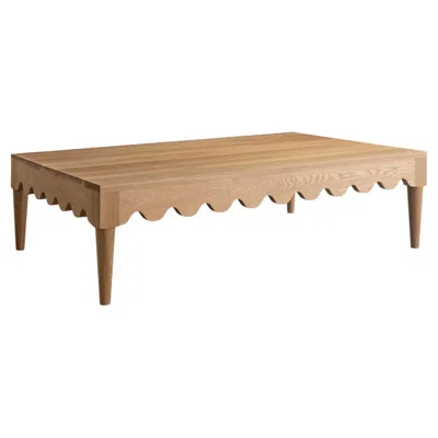 Pre-owned Chris Miano Squiggle Oak Coffee Table With Hand Turned Legs In Brown