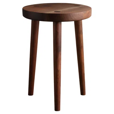Pre-owned Chris Miano Walnut Three Legged Stool In Brown