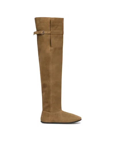 Christen Beige Big Boots In Brown