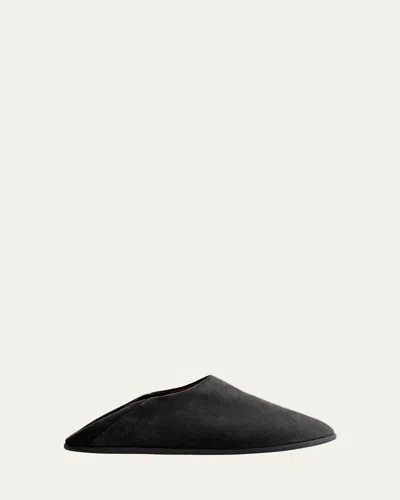 Christen Big Bootie Suede Slipper Mules In Black