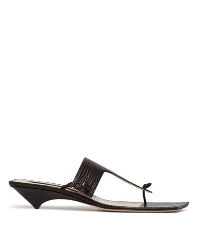 Christen Edge T-strap 35 Lizard-effect Leather Sandals In Black