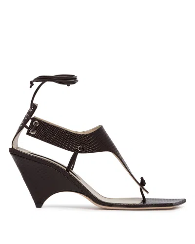 Christen Edge T-strap 75 Textured Leather Sandals In Brown