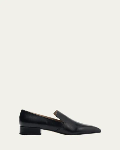 Christen Classic Square Leather Loafers In Black