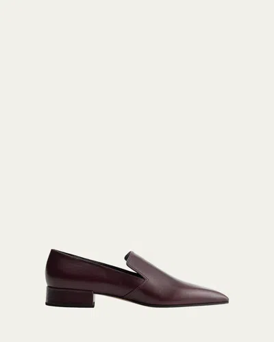 Christen Classic Square Leather Loafers In Brown