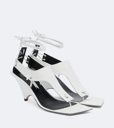 Christen Edge Leather Sandals In White
