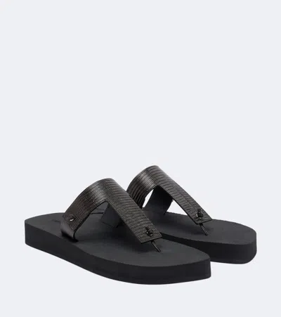 Christen Edge Leather Thong Sandals In Animal Print