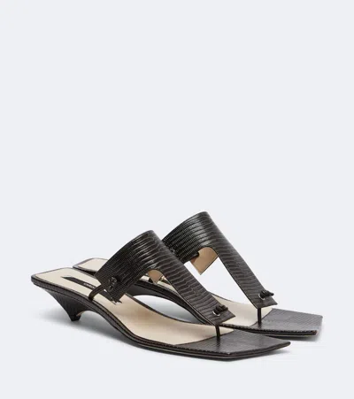 Christen Edge Snake-effect Leather Mules In Brown
