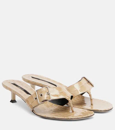 CHRISTEN HELIX 35 PATENT LEATHER THONG SANDALS