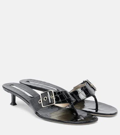 Christen Helix漆皮夹趾凉鞋 In Black