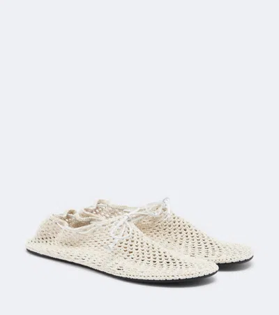 Christen Mandala Crochet Leather-trimmed Flats In White