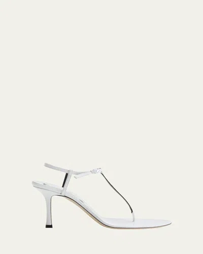 Christen Mono Leather T-strap Stiletto Sandals