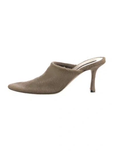 Pre-owned Christen Ponyhair Mules In Multicolor
