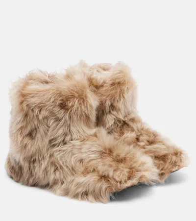 Christen Shearling Ankle Boots In Brown