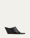 Christen Stretch Leather Wedge Slide Sandals