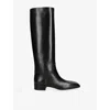 Christen Womens Black Square-toe Leather Knee-high Boots Eur 38/5 Uk In Black