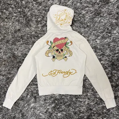 Pre-owned Christian Audigier Ed Hardy Love Kills Swarowski Prinred Hoodie - № 1114 In Multi