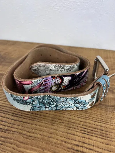 Pre-owned Christian Audigier X Ed Hardy 00s Vintage Ed Hardy By Christian Audigier Tattoowear Belt In Multicolor