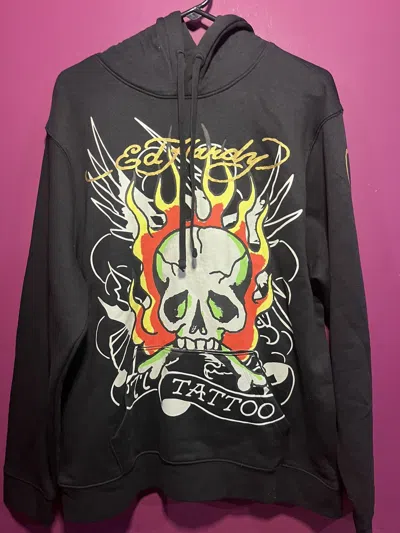Pre-owned Christian Audigier X Ed Hardy New Skull Hoodie In Black