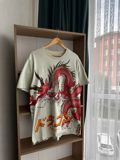 Pre-owned Christian Audigier X Ed Hardy Vintage Ed Hardy By Christian Audigier Style Dragon T-shirt In White