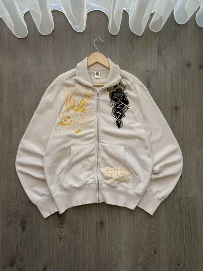 Pre-owned Christian Audigier X Ed Hardy Vintage Ed Hardy Christian Audigier Beige Hoodie