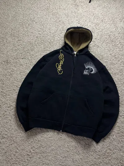 Pre-owned Christian Audigier X Ed Hardy Vintage Ed Hardy Hoodie Christian Audigier Really Point In Black
