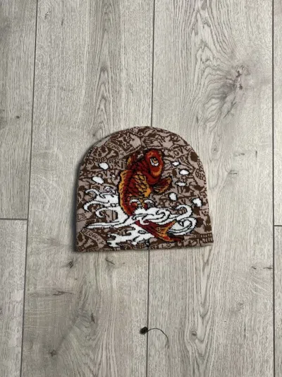 Pre-owned Christian Audigier X Ed Hardy Vintage Ed Hardy Japanese Style Alloverprint Beanie Y2k Os In Brown