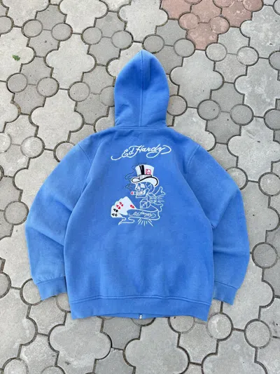Pre-owned Christian Audigier X Ed Hardy Vintage Ed Hardy Skull Japanese Zip Hoodie Avant Garde