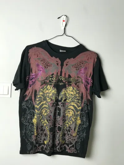 Pre-owned Christian Audigier X Ed Hardy Vintage T-shirt Tee In Black