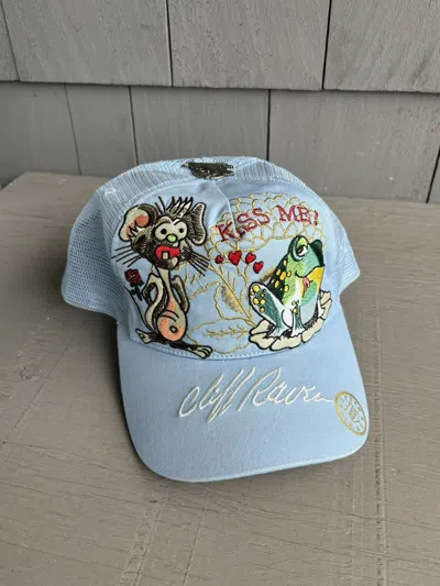Pre-owned Christian Audigier X Ed Hardy Y2k Cliff Raven Trucker Hat Mesh Embroidery Ed Hardy Metal