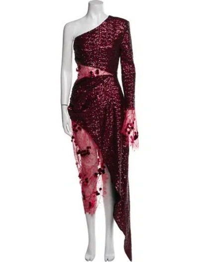 Pre-owned Christian Cowan One-shoulder Long Dress In Red