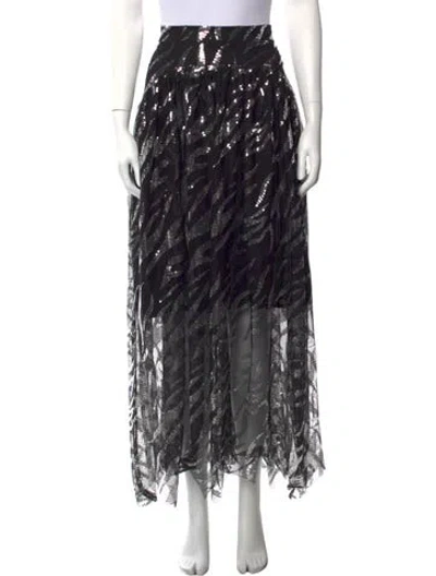 Pre-owned Christian Cowan Printed Long Skirt In Black