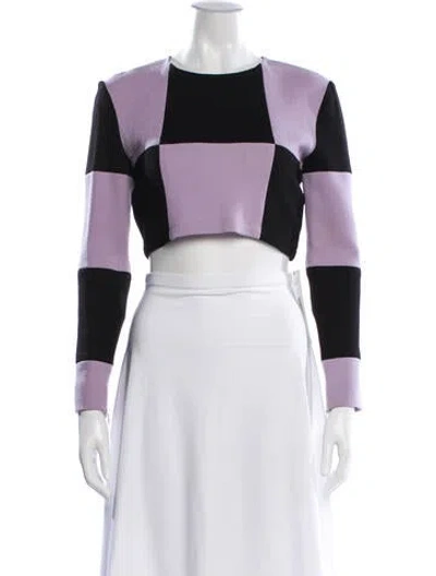 Pre-owned Christian Cowan Wool Colorblock Pattern Crop Top In Multi