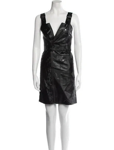Pre-owned Christian Dada Plunge Neckline Mini Dress In Black