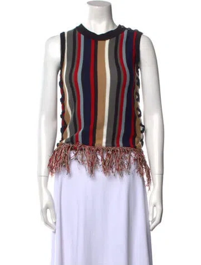 Pre-owned Christian Dada Striped Crew Neck Sweater In Black