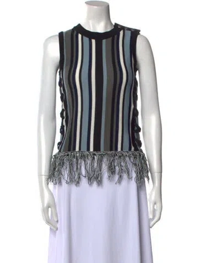 Pre-owned Christian Dada Striped Crew Neck Sweater In Blue