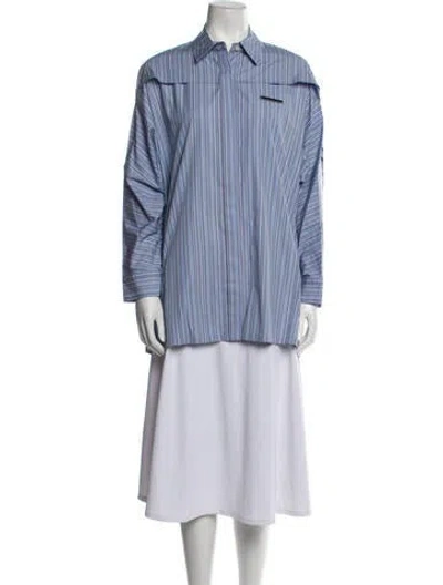 Pre-owned Christian Dada Striped Long Sleeve Button-up Top In Blue