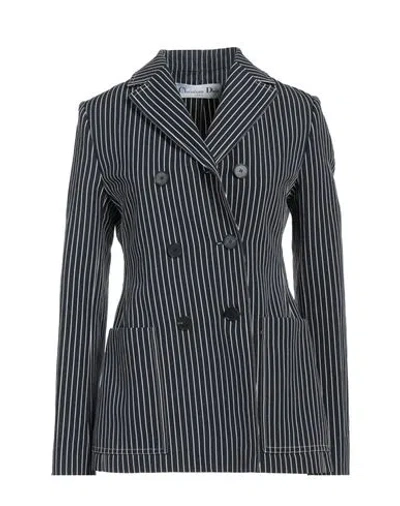 Christian Dior Couture Dior Woman Blazer Midnight Blue Size 6 Linen, Silk